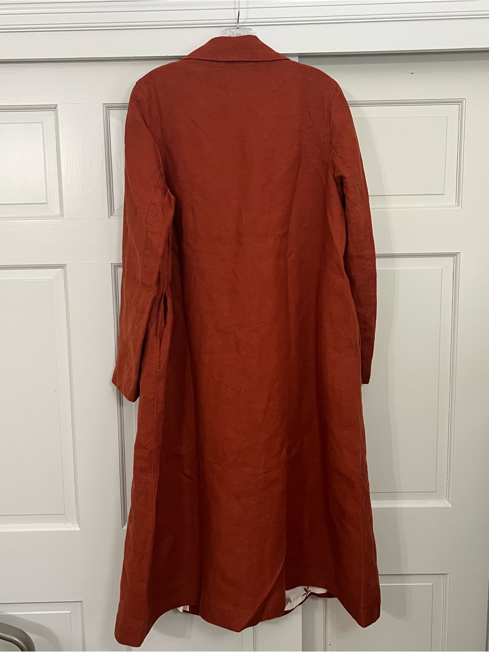 REVERSIBLE Son de Flor Claudia Long Linen Blend Coat with Botanical liner-S/XS - Picture 8 of 12